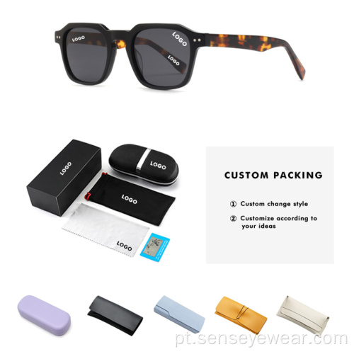 Moda personalizada logotipo mulheres uv400 acetato óculos de sol polarizados